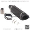 Universal Exhaust Muffler Silencer 1.5-2" Inlet Slip On Scooter Motorcycle Grom ATV Dirt Street Bike Overall Length 370mm (Black)