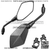 Universal Adjustable Motorcycle Rear View Mirror - Rhombus Convex Mirror with 10mm Clockwise Thread Bolt, 7/8" Mount Clamps for Handle Bar of Motorcycle, Scooter, Atv, Etc.