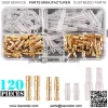 120PCS 3.5mm Bullet Connectors Kit Brass Bullet Male & Female Wire Terminals Connector with Insulation Cover for Motorcycle Motorbike Car Truck Scooter Boats Electric Instruments