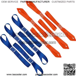 FineGood 10 Pcs Soft Loop Tie Down Straps, 1,500lb Load Capacity 4,500lb Breaking Strength Belts for Secure and Confident Trailering of Motorcycle Dirt Bike ATV UTV - Blue, Orange