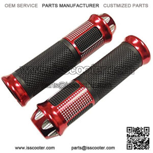 Universal Handlebar Grips 7/8 inches (22mm) Aluminum Soft Rubber Motorcycle Scooter, Diamond, Red