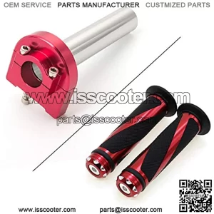 Motorcycle 7/8" Handle bar Hand Grips with Anodized CNC Quick Twist Throttle Tube Motorized Lever Control Fit for Most Scooter Sportbikes ATV for Kawasaki Honda Suzuki Yamaha
