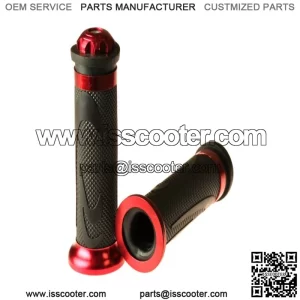 Red Anodized Aluminum & Rubber Grip Set for Scooters, ATVs, & Dirt Bikes