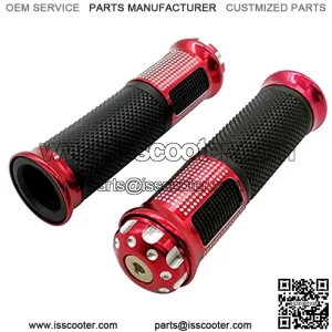 Drit Bike Grips Soft Rubber Gel Handlebar with Red Bar End Cap,Aluminum Handgrips Fits for 7/8??(22mm) Handlebar Motorcycle Scooter Street Sport Dirt Bike and More