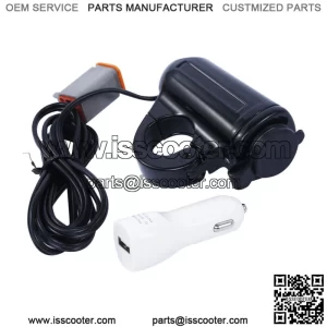 1" Handlebar Mount Auxiliary Power Port Fit For Harley Road King Sportster XL883