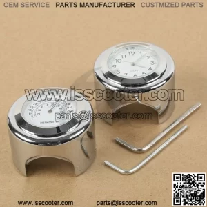 7/8" 1" Handlebar Dial Clock Temp Thermometer Fit For Harley Yamaha Suzuki Honda