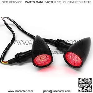 Black Motorcycle LED Turn Signals Red Light Brake Running Tail Lights Bullet