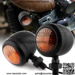Black Motorcycle Bullet Turn Signal Blinker Light Amber For Suzuki Honda Yamaha