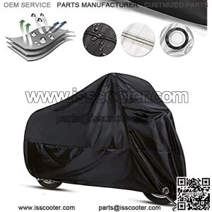 Cubierta de Motocicleta Scooter a Prueba de Agua - Proteccicontra el Polvo del Sol al Aire Libre con Orificio de Bloqueo para Todas Las Estaciones Negro XXXL