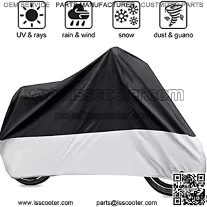 Funda para Motocicleta Impermeable protector 190T - Polvo, lluvia, escombros y cubierta resistente al agua con protecciUV para Motocicletas como Yamaha, Suzuki, Harley Honda(XXXL Negro y plata)