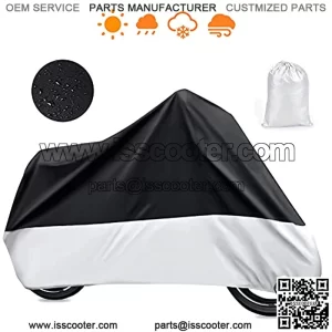 Funda para Moto Cubierta de la Motocicleta 190T Oxford Impermeable A Prueba de UV Agua Lluvia Polvo Viento Nieve Excremento de Pjaro al Aire Libre XXL 245cm (XXL - Negro y Plata)