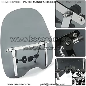 Large 19"x17" Windshield for Honda Kawasaki Harley Davidson Suzuki Yamaha (smoke)