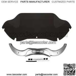 9.5" Windshield & Chrome Windshield Trim Fit For Harley Road Glide 2004-2013 12 (For: Harley-Davidson)