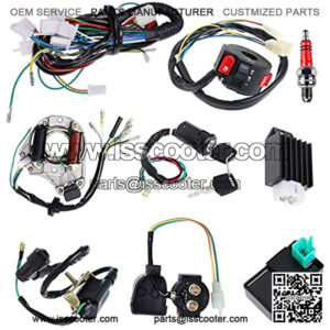 Complete Electrics Stator Coil CDI Wiring Harness Solenoid Relay Spark Plug for 4 Stroke ATV 50cc 70cc 110cc 125cc Pit Quad Dirt Bike Go Kart Scooter Moped Parts Complete Wiring Harness by TOPEMAI