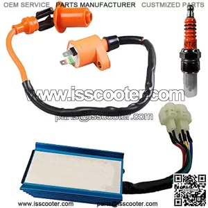 GY6 Ignition Coil Set Ignition Coil+ 6 Pin CDI + Spark Plug for 50cc 125cc 150cc 4-stroke Engines Scooter ATV Go Kart Moped Quad Pit Dirt Bike Cart
