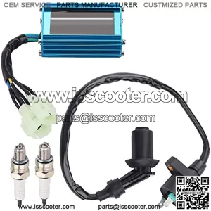 Tvent GY6 Ignition Coil + 6 Pins AC CDI Box Spark Plug Replacement for Gy6 139QMB 152QMI 157QMJ 150cc 125cc 50cc Scooter Moped ATV Go Karts