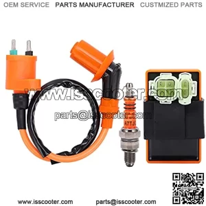 Ignition Coil,Spark Plug CDI Box Kit Replacement Fits for GY6 50cc 150cc ATV Moped Scooters