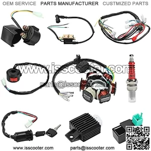 Everrich Quad Wire Harness Complete Wiring Harness Complete Electrics Stator Coil CDI Solenoid Relay Spark Plug for 4 Stroke ATV 50cc 70cc 90cc 110cc 125cc Pit Quad Dirt Bike Go Kart Parts