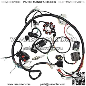 Soosee Complete Wiring Harness kit Wire Loom Electrics Stator Coil CDI for ATV Quad 4 Four Wheelers 150CC 200CC 250CC Go Kart Dirt Pit Bikes