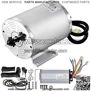 Electric DC Motor, 2KW 48V Brushless Motor Kit 4300rpm High Speed Electric Scooter Motor for Bicycle Motorcycle with Mounting Bracket, Speed Controller, Throttle, Keylock