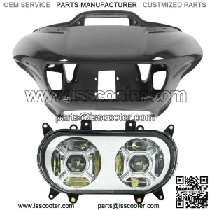 Black Inner & Outer Fairing LED Headlight Fit For Harley Road Glide 15-23 22 21 (For: Harley-Davidson)