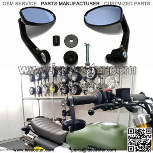 Motorcycle 7/8" Handle Bar End Mirrors Black For Chopper Bobber Cafe Racer ATV