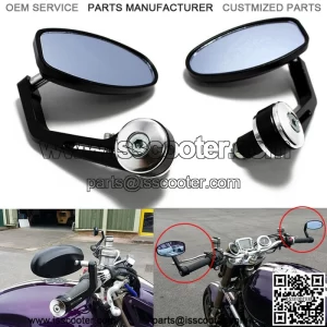 BLACK 7/8" HANDLE BAR END MIRRORS FOR CUSTOM BOBBER CAFE RACER BUELL CLUBMAN ATV