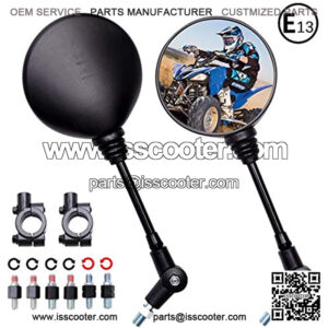 JMTBNO 8mm 10mm Motorcycle ATV Mirrors Rear View Round Foldable Handlebar Mount Compatible with Dirt Bike Street Bike Adventure Snowmobile Jet ski Scooter Coolster Moped GY6