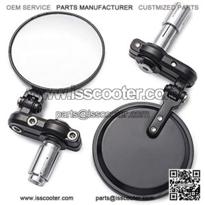 Universal Motorcycle Mirrors - 3 Inch Round Folding Bar End Side Mirror Compatible with Honda, Scooter, Suzuki, Yamaha, Kawasaki, Victory and More