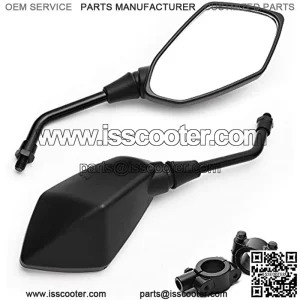 Motorcycle Convex Rear View Mirror - with 10mm Bolt, Handle Bar Mount Clamp Compatible with Cruiser, Suzuki, Honda, Victory and More