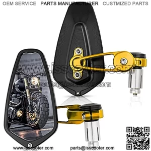 CNC Aluminum Alloy Motorcycle Mirrors, bar end mirrors for motorcycles Side Folding 22MM 25MM 7/8" Handlebar Mirror Universal Rear View For M8/M6 Standard Street Bike minimoto Scooter (Gold)