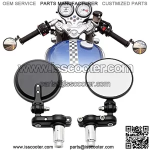 2pcs Motorcycle Bar End Mirrors, 3" Round Folding Universal Side Rear View Mirrors for Honda, Scooter, Suzuki, Yamaha, Kawasaki, Victory, Harley Davidson and More with 7/8" Handle Bars