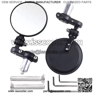 Universal Motorcycle Mirrors - 3 Inch Round 7/8" bar Folding Bar End Side Mirror Compatible with Ebike Honda Scooter Suzuki Yamaha Kawasaki Victory Harley and More