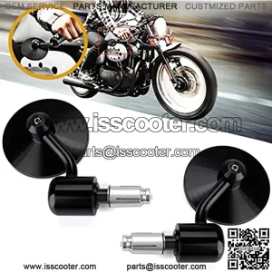 Bar End Mirrors, 7/8 Universal Motorcycle Rear View Mirror Side Standard Hollow Arrow Black Compatible with Street Sport Bike Cruiser Scooter