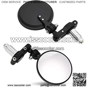 Bar End Mirrors for Motorcycle ,3 Inch Round Folding Handlebar Side Mirror 7/8 Standard Hollow Compatible with Honda, Scooter, Suzuki, Yamaha, Kawasaki and More.