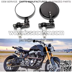 Universal CNC Motorcycle Foldable 7/8" Handle Bar End Mirrors Rearview Side Round compatible with Cafe Racer Street Bike Dirt Bike Chopper