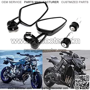 Rich Choices Universal Black Motorcycle 22mm 7/8'' Bar end Rear View Mirrors GROM MSX125 CB500F Z125 pro Z650 Z750 Z800 Z900 MT-03 MT-07 FZ-07 MT-09 FZ-09 MT-10 FZ-10 MT-25 FZ6 FZ8 FZ6R SV650 SV1000