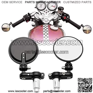 Banpo 2Pcs Motorcycle Bar End Mirrors, 3" Round Folding Universal Side Rear View Mirrors for Honda, Scooter, Suzuki, Yamaha, Kawasaki, Victory, Harley Davidson and More with 7/8" Handle Bars