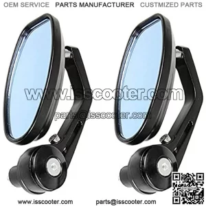 Etopar Black 7/8" Inch Aluminum Motorcycle Handlebar End Side Mirror Scooter Bike Rear View Mirror ATV Sport Rearview Handle Bar Blue Len Anti Glare