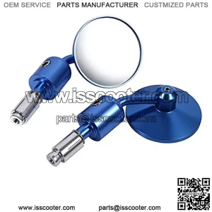 7/8" Hand Bar Rear View Mirrors, Keenso Adjustable 3" Round End Side Mirrors Motorcycle Side mirror (Blue)