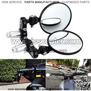 Motorcycle Mirrors Round End Convex Rear View Side Mirror for 7/8" Handle Folding Bar fits Most Honda Scooter Harley Davidsons Suzuki Victory Yamaha and More