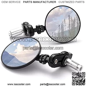 Universal Motorcycle Bar End Mirrors - 3 Inch Round Folding Bar Convex End Side Mirror Compatible with Honda, Scooter, Suzuki, Yamaha, Kawasaki, Victory and More