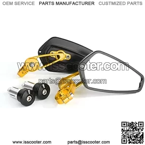 CNC Aluminum Alloy Motorcycle Mirror Apply to 22MM 25MM 7/8" Motorcycle Handlebar Ends Interface, Bar End Mirrors for Motorcycles for Off Road Street Sport Cruiser Motorcycles Mirrors (Gold)