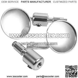 Pair 7/8" otorcycle Rearview Mirrors Round Handlebar Bar End Rear View Mirrors Motorcycle Motorbike Sidemirror - Silver
