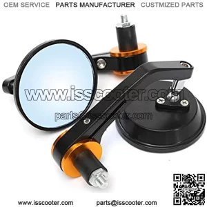 2pcs Universal 7/8" Round Bar End Rear Mirrors Moto Motorcycle Motorbike Scooters Rearview Mirror Side View Mirrors (Color : Gold)