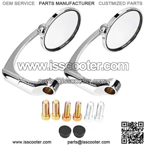 Motorcycle Rear View Mirror 1 Pair Universal Motorbike Bar End Rearview Mirrors Electroplating Multi Angle Adjustable Reflective Mirrors L-bar & R-Bar Retro Side Mirrors 8mm 10mm