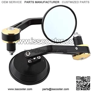 7/8" Rear View Mirrors Motorcycle Handlebar Bar End Rear View Mirrors Anti-glare Round 1 Pair Universal Side Mirrors for Motorcycle Motorbike Scooter(gold)