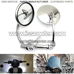Motorcycle End Bar Mirror 7/8" 22mm Universal Foldable Motorbike Side Mirror (silver)