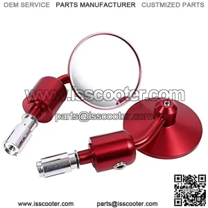 7/8" Red Hand Bar Rear View Mirrors, Keenso Adjustable 3" Round End Side Mirrors Motorcycle Sidemirror (Red)