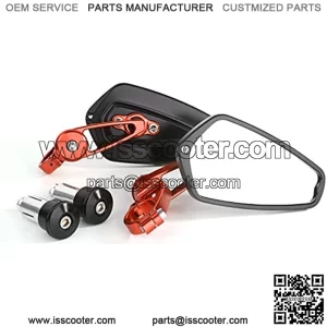 CNC Aluminum Alloy Motorcycle Mirrors Apply to 22MM 25MM 7/8" Motorcycle Handlebar Ends Interface, Bar End Mirror for Motorcycles for Off Road Street Sport Cruiser Motorcycle Mirror (Orange)